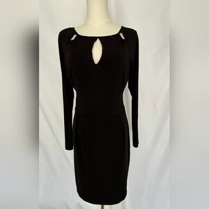 Jennifer Lopez LBD Keyhole Long Sleeve Black Dress Medium